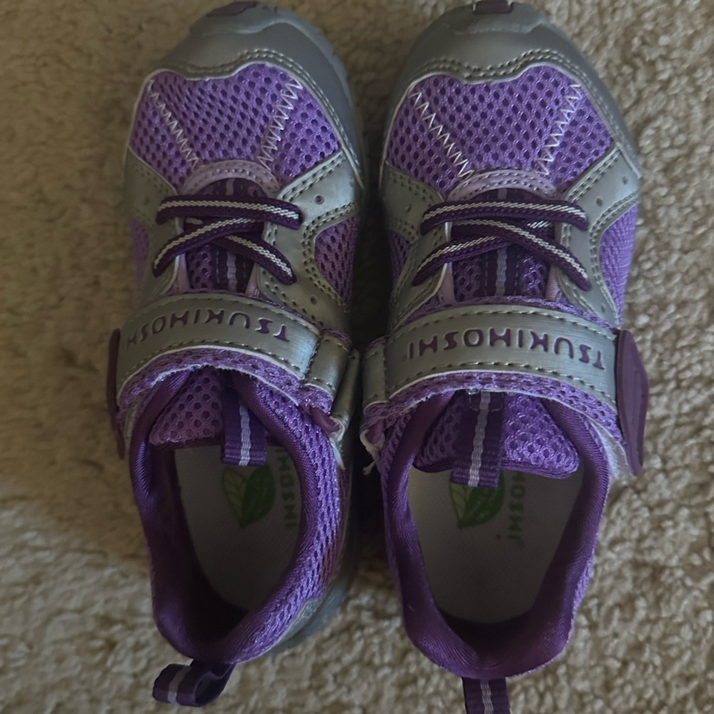 Tsukihoshi NWT Racer Sneakers Kids Toddler 8.5 Purple and Silver